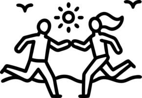 Bokeh digital art of a young couple running on a beach at sunset vector