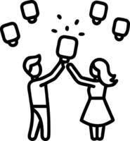 Bokeh digital art of a young couple releasing lanterns into the sky vector
