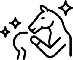 Bokeh effect on person brushing a horse vector