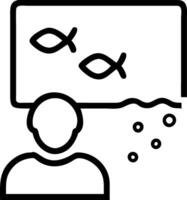 Bokeh effect on person watching fish in aquarium vector