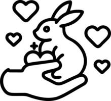 Bokeh hearts surrounding a person holding a rabbit vector