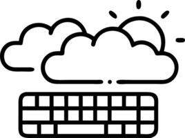 Bokeh keyboard keys blend with cloud symbols vector