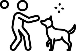 Bokeh lights framing a person and dog playing fetch vector