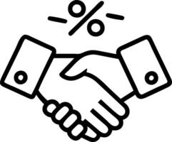 Business partner shaking hands with floating discount tags vector