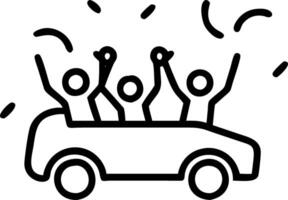 Business team celebrating in a car while driving with soft abstract confetti elements vector