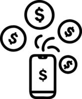 Businessperson using smartphone with floating dollar signs on glossy background vector