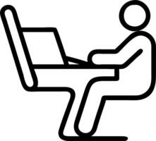 Candid capture of a person working remotely while traveling on a train laptop open on the tray table vector