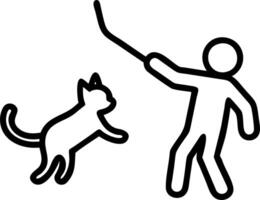 Candid Cat and Owner Playing with String Toy vector