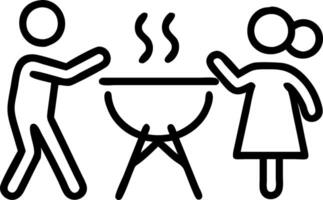 Candid image of a family enjoying a barbecue in their backyard with neighbors vector