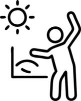 Candid image of a person stretching after waking up with copy space on the left vector