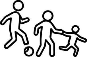 Candid image of a family playing soccer in the park vector