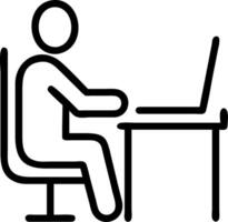 Candid image of a person working from home with a pet curled up nearby vector