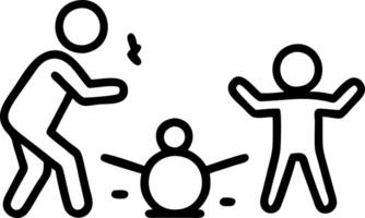 Candid image of a family playing in the snow on a winter day vector