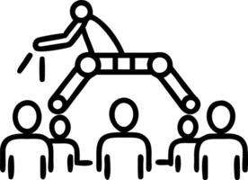 Candid moment of engineers troubleshooting a robot vector