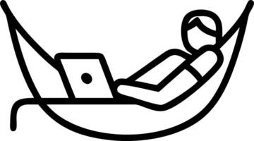 Candid photo of a person working remotely from a park bench with a laptop on their lap vector