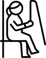 Candid photo of an elderly woman sitting alone at a bus stop with a suitcase vector