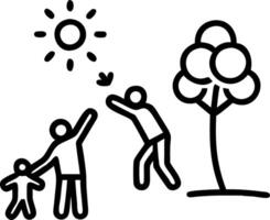 Candid scene of a family picking apples in an orchard on a sunny day vector