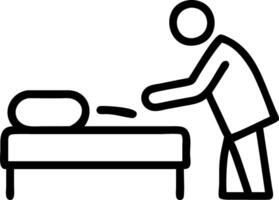Candid shot of a person making a bed in a tidy bedroom with space for copy above vector