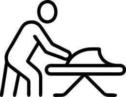 Candid shot of a person ironing clothes in a clean laundry room with room for text on top vector