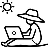 Candid shot of a person working remotely on a laptop in a cozy home setting with sunlight streaming through the window vector