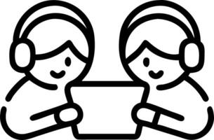 Candid shot of siblings sharing headphones while listening to music on a tablet vector