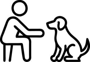 Child with learning disabilities interacting with therapy dog vector