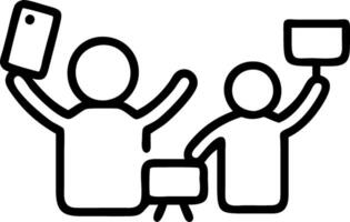 Children teaching parents to use gadgets with soft abstract background vector