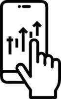 Close up of a digital interface on a smartphone displaying stock trends vector