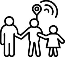 Close up of a family holding futuristic smart home keys with biometric access controls vector