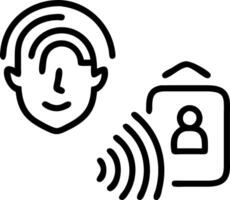 Close up of a futuristic biometric security device being accessed by a teenager and their elderly uncle vector