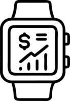 Close up of a futuristic smartwatch tracking financial health metrics vector