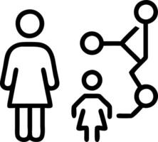 Close up of a holographic family tree being explored by a young child and their elderly parent vector