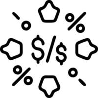 Close up of a glowing discount sign with currency symbols and copy space vector