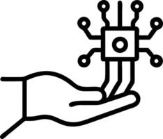 Close up of AI chip in a robotic hand vector