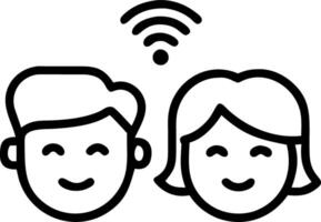Close up of a young couple faces illuminated by the light of a smart device vector