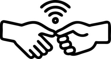 Close up of a young couple hands intertwined while using a touchless payment terminal vector