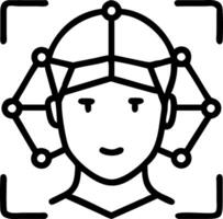 Close up of AI facial recognition grid vector