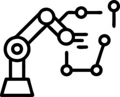 Close up of AI driven robotic arm with glowing growth data stream vector