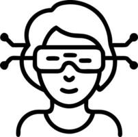 Close up of an elderly womans face partially covered with virtual data streams vector