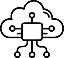 Close up of cloud icon in a microchip vector