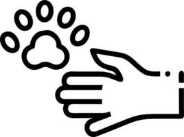 Close up of childs hand touching holographic pet paw vector