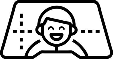 Close up of excited smile reflecting holographic road map on windshield vector