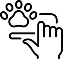 Close up of family members hand scanning pets digital paw print vector