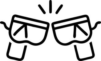 Close up of family members toasting with futuristic digital glasses that display glowing lights vector