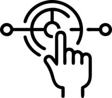 Close up of fingertips interacting with holographic controls on steering wheel vector