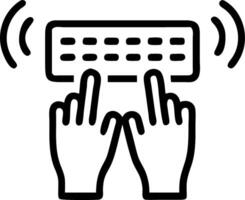 Close up of fingers typing on projected keyboard vector