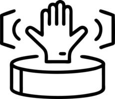 Close up of hand touching virtual reality hologram vector