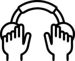 Close up of millennial adjusting glowing futuristic headphones copy space on the left vector