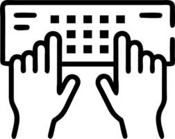 Close up of millennial hands typing on a futuristic holographic keyboard with copy space above vector