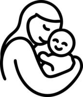 Close up of mother and baby cuddling plain peach background with copy space vector